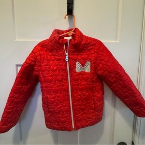 Red Quilted Disney Kids Jacket with Minnie Design
